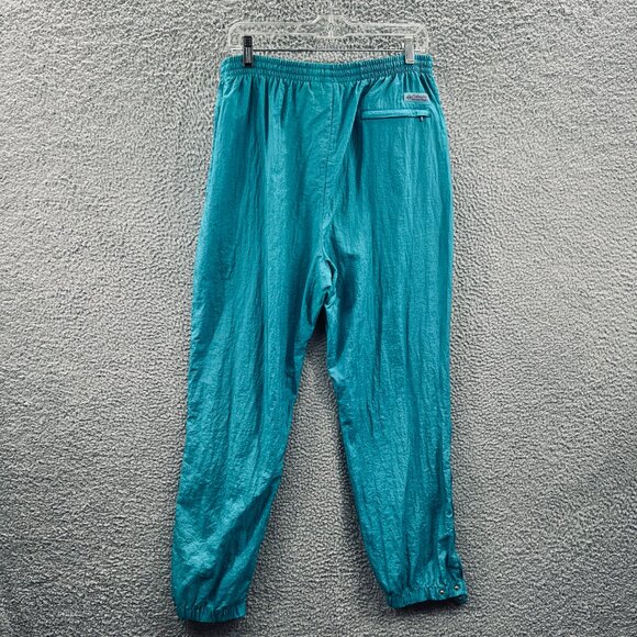 Columbia Womens Pants Large Teal Nylon Elastic Waist Windbreaker Jogger Retro - Picture 2 of 13